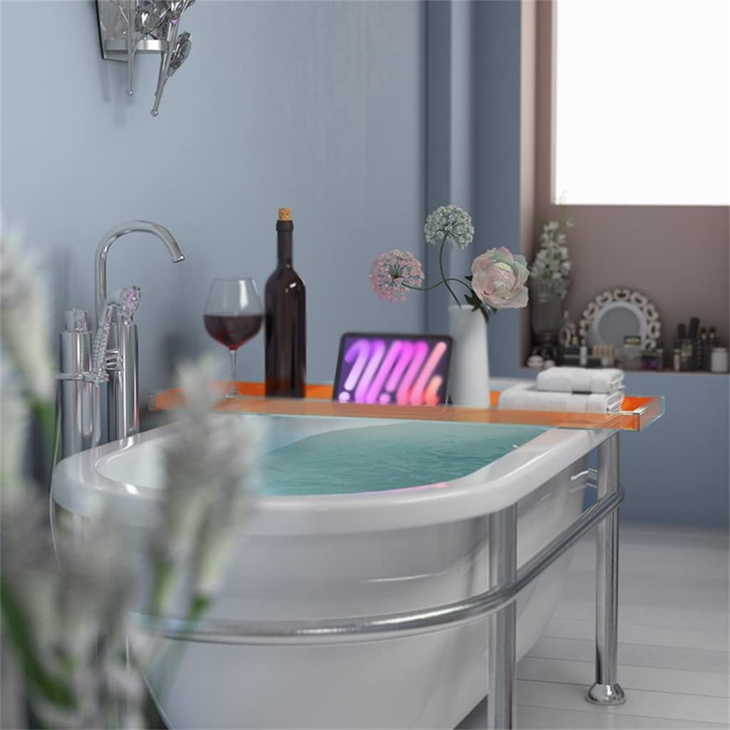 VIDI Bathtub Rack Double-Layer Acrylic Household Japanese-Style Bath Shelf Put Storage Box Tray on The