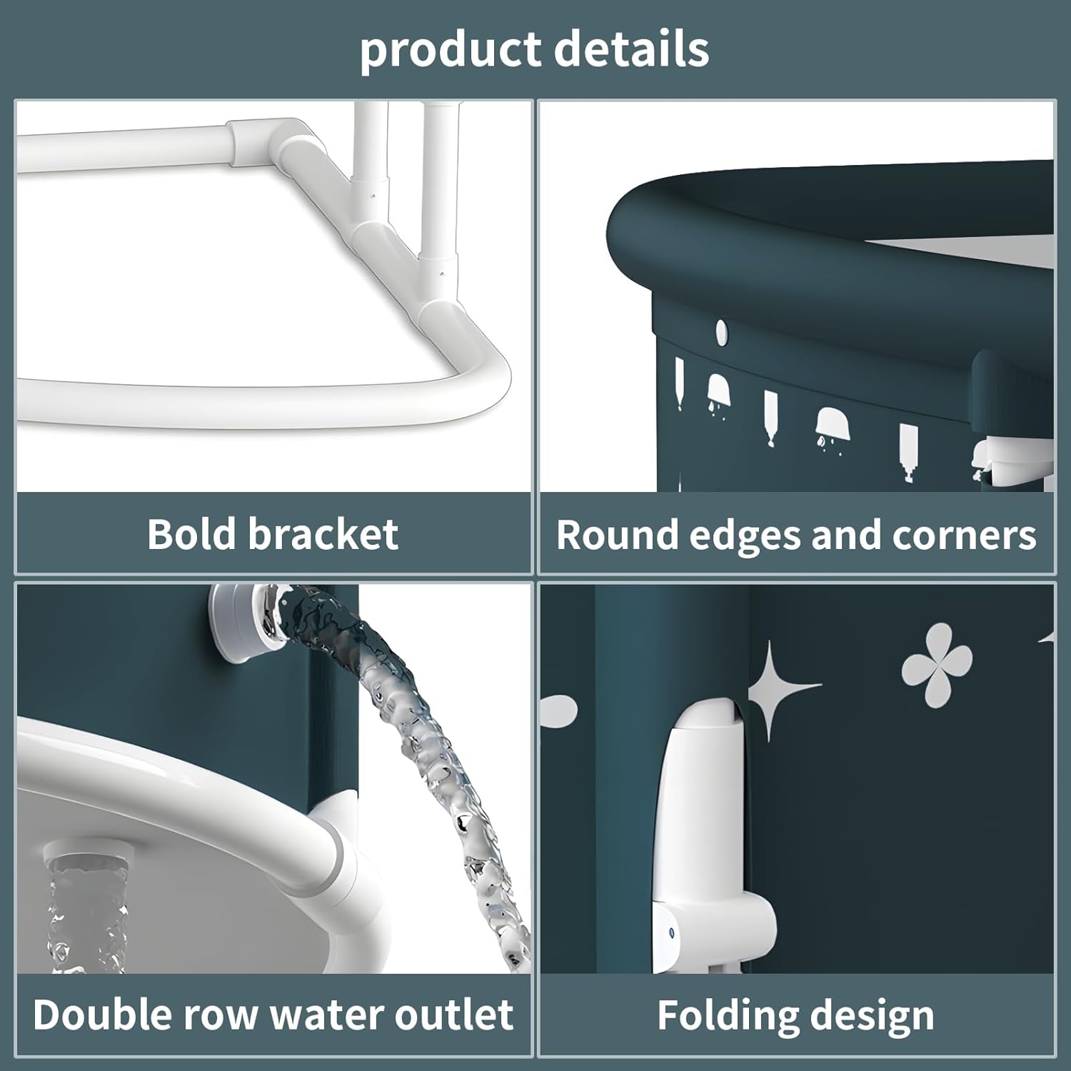Fan-shaped Portable Foldable Bathtub for Adult, Large Collapsible Tub, Folding Corner Bathtub, Soaking Bath Tub for Hot Bath and Ice Bath, Home Freestanding Bathtubs for Shower Sauna