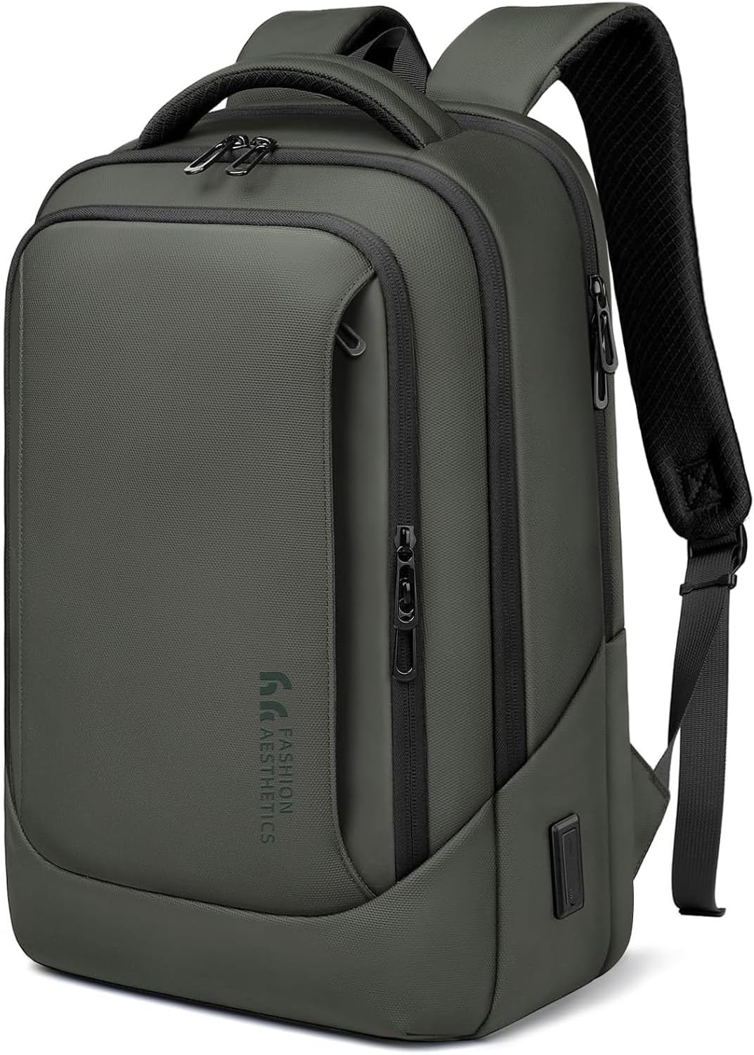hk Laptop Backpack for Men with USB Charging Port for Business Work College Travel (Green, 17.3 inch)