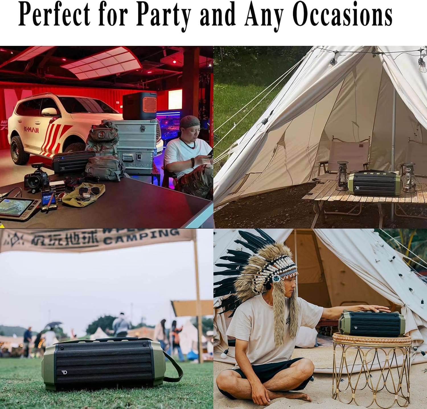 Dreamwave Tremor III Outdoor Bluetooth Speaker, 100W 107dB Loud, HiFi Sound, deep bass, Loud Stereo, IP66 Waterproof and Shockproof, Portable Wireless, Perfect for Camping, Backyard (Army Green)