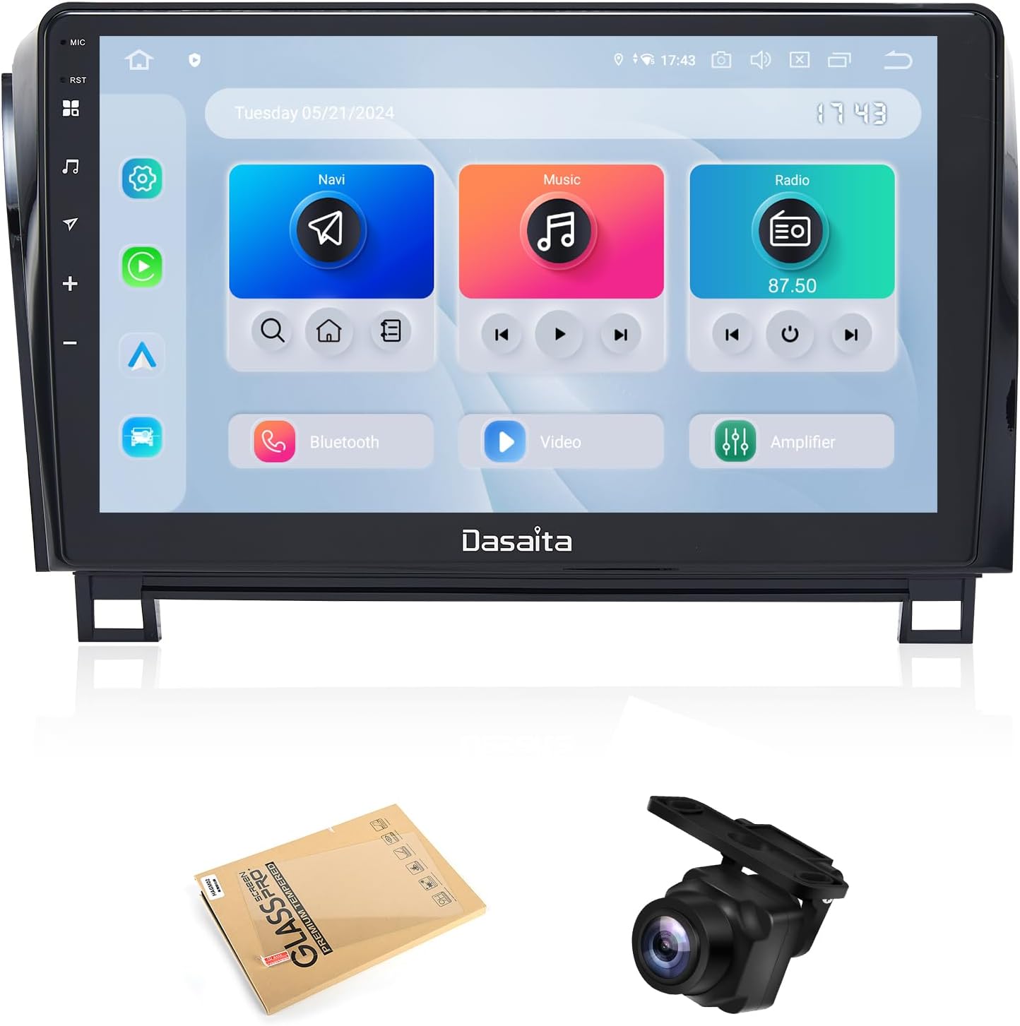Dasaita Android 13 Car Stereo for Toyota Tundra Sequoia 2007-2013 with Front Camera & Screen Protector, Wireless Carplay/Android Auto, 10.2