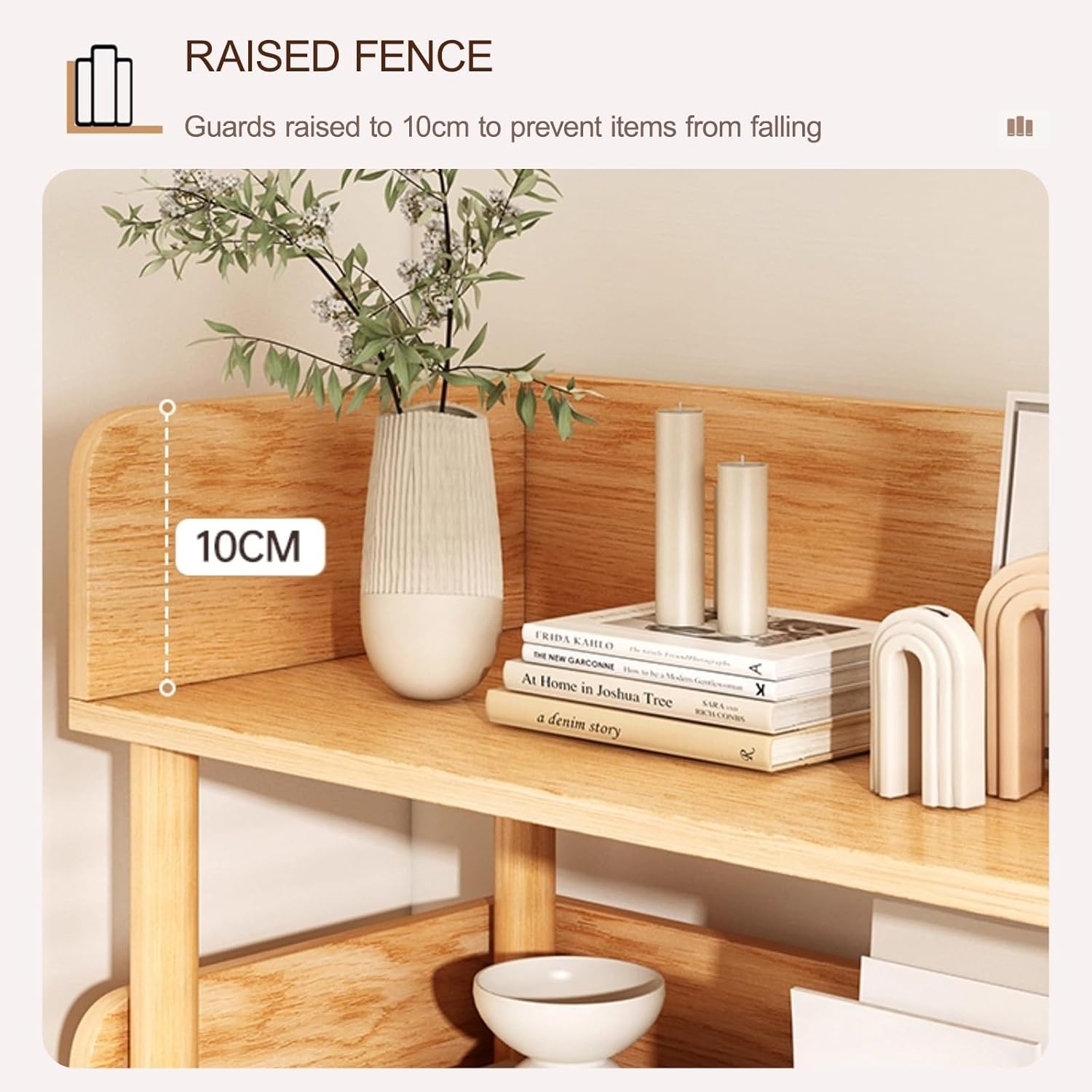 Rolling Book Cart with Wheels Mobile Bookshelf Modern Display Storage Shelf, Library Cart Storage Shelves for Small Space Corner Bedroom Office(White,60cm/23.6in)