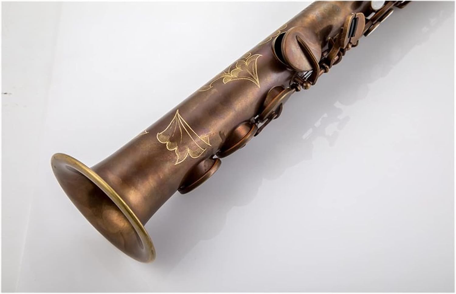 Sax Beginners Kit Brass Straight Soprano Sax Saxophone Bb B Flat Woodwind Instrument Natural Shell Key Carve Pattern Wind Instrument