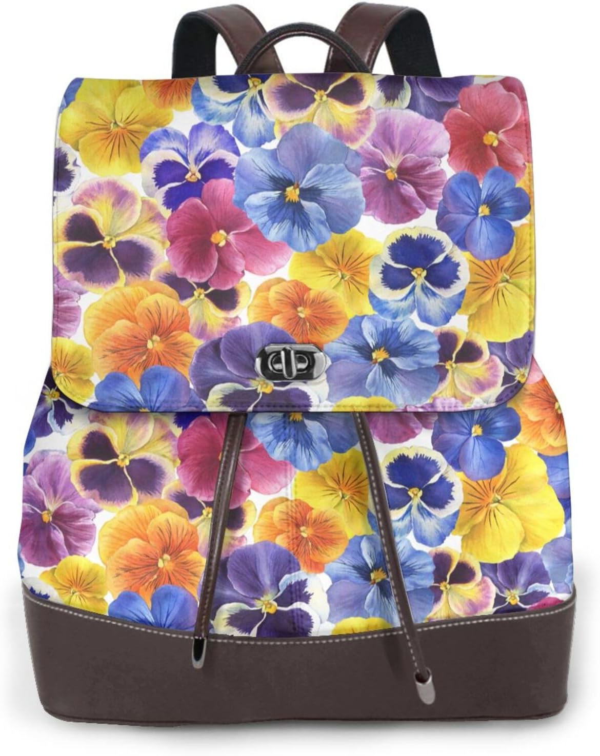 The Garden Tricolor Pansy Flower for Womens Backpack Purse Microfiber PU Anti-theft Large Fashion Designer Travel Bag Ladies Shoulder Bags