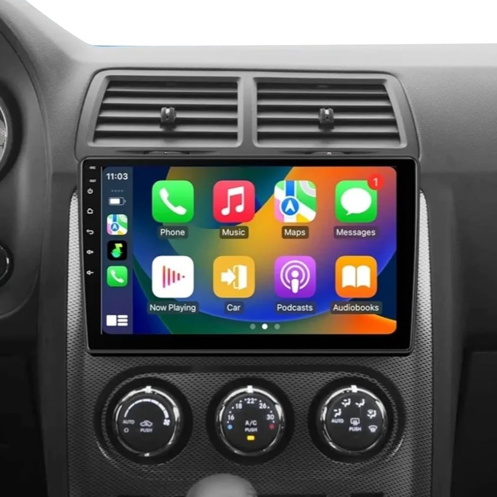 10 inch Android 14 Double Din Car Stereo for Dodge Challenger 2008-2014 Wireless Carplay Android Auto Radio Challenger GPS Navi Bluetooth Head Unit 2+32G Touchscreen Radio Backup Camera WiFi FM/RDS