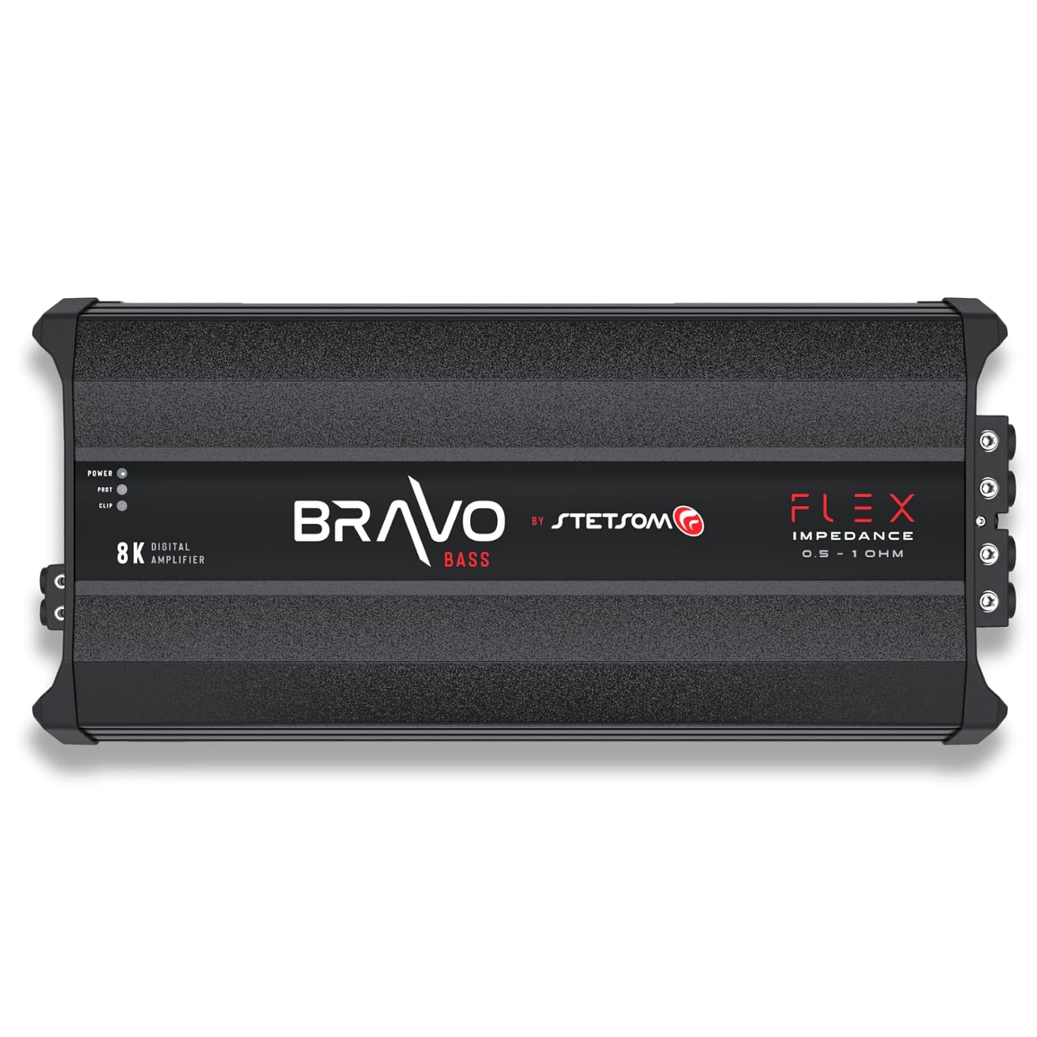 Stetsom Bravo BASS Flex 8K Mono Class D Car Audio Amplifier, Automatic Impedance System 0.5 to 1 Ohms, Monoblock, 8000 Watts RMS at Variable Impedance, 8000x1, Smart Multi-impedance Subwoofers Amp