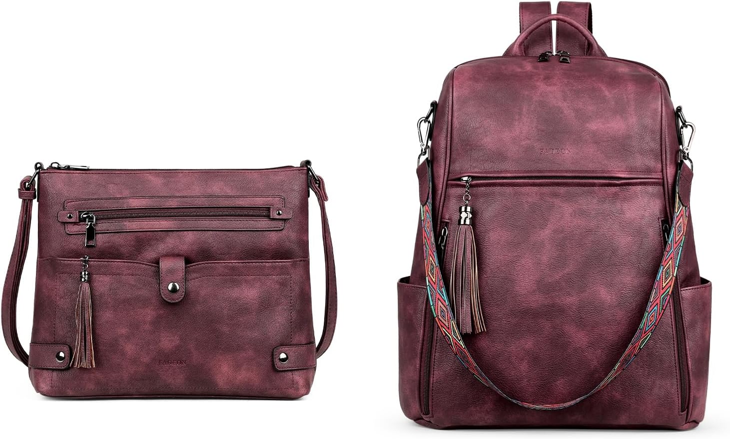 FADEON Crossbody Bags Purses for Women & Backpack Purse Red Collection