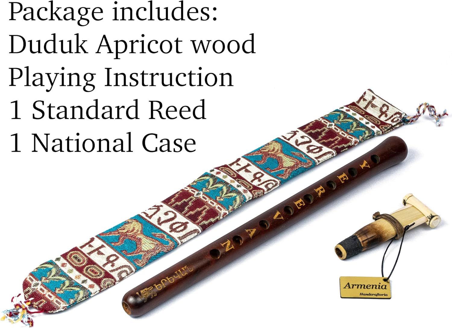 Armenian Duduk SPECIAL EDITION - YEREVAN birthday - handmade from ARMENIA with Playing Instruction - Oboe flute Balaban Woodwind Instrument Apricot Wood - Gift National case