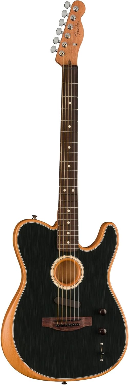 Fender Acoustasonic Player Telecaster Acoustic Electric Guitar, with 2-Year Warranty, Brushed Black, Rosewood Fingerboard, with Gig Bag
