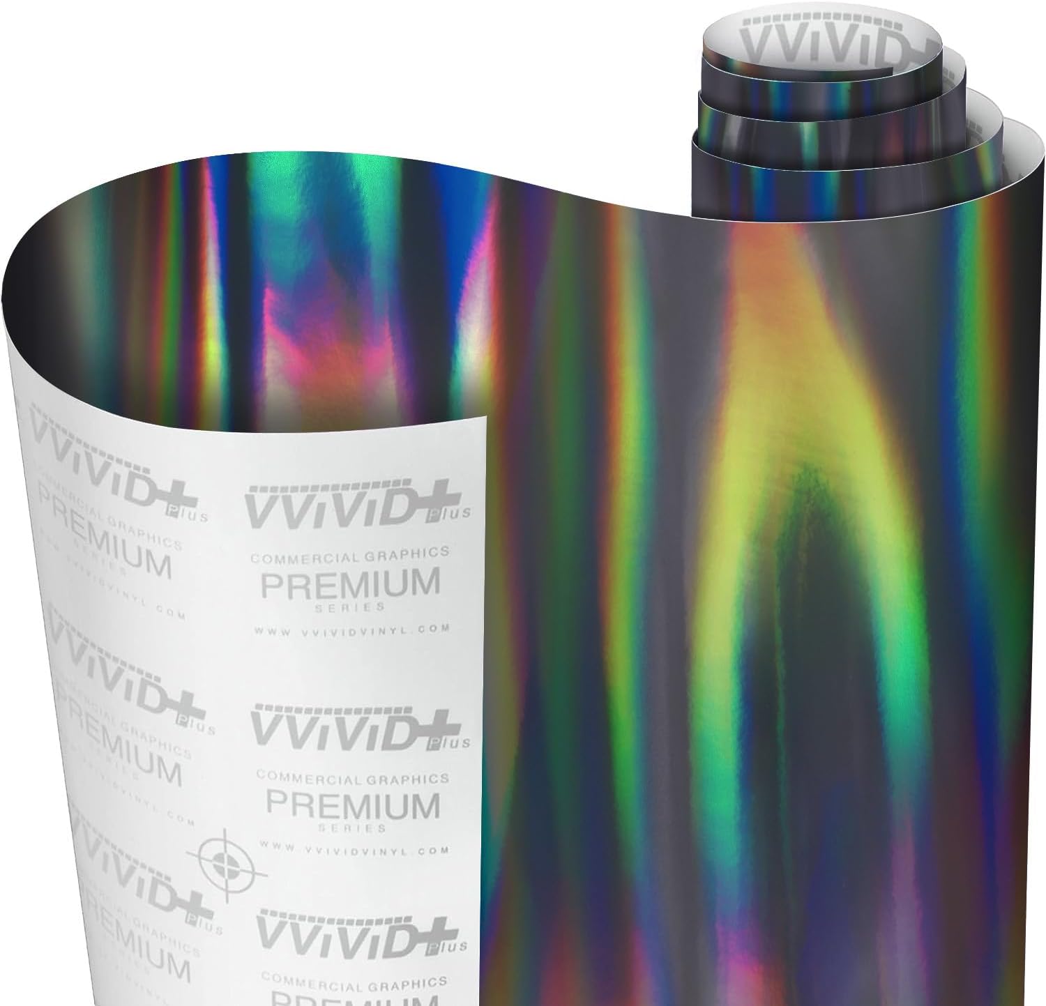 VViViD Black Holographic Chrome Vinyl Wrap Rainbow Finish Roll DIY Air-Release Adhesive Film (50ft x 5ft)
