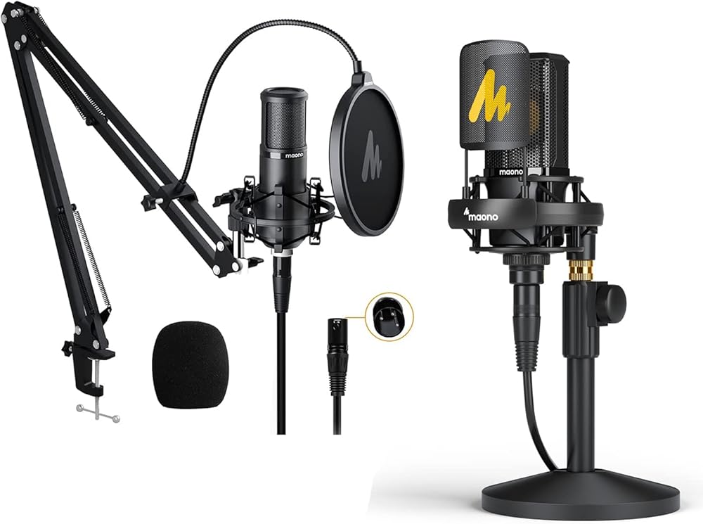MAONO XLR Condenser Microphone, Professional Cardioid Studio Recording Mic for Streaming, Podcasting, Singing, Voice-Over, Vocal, Home-Studio, YouTube, Skype, Twitch (PM320S & PM500)