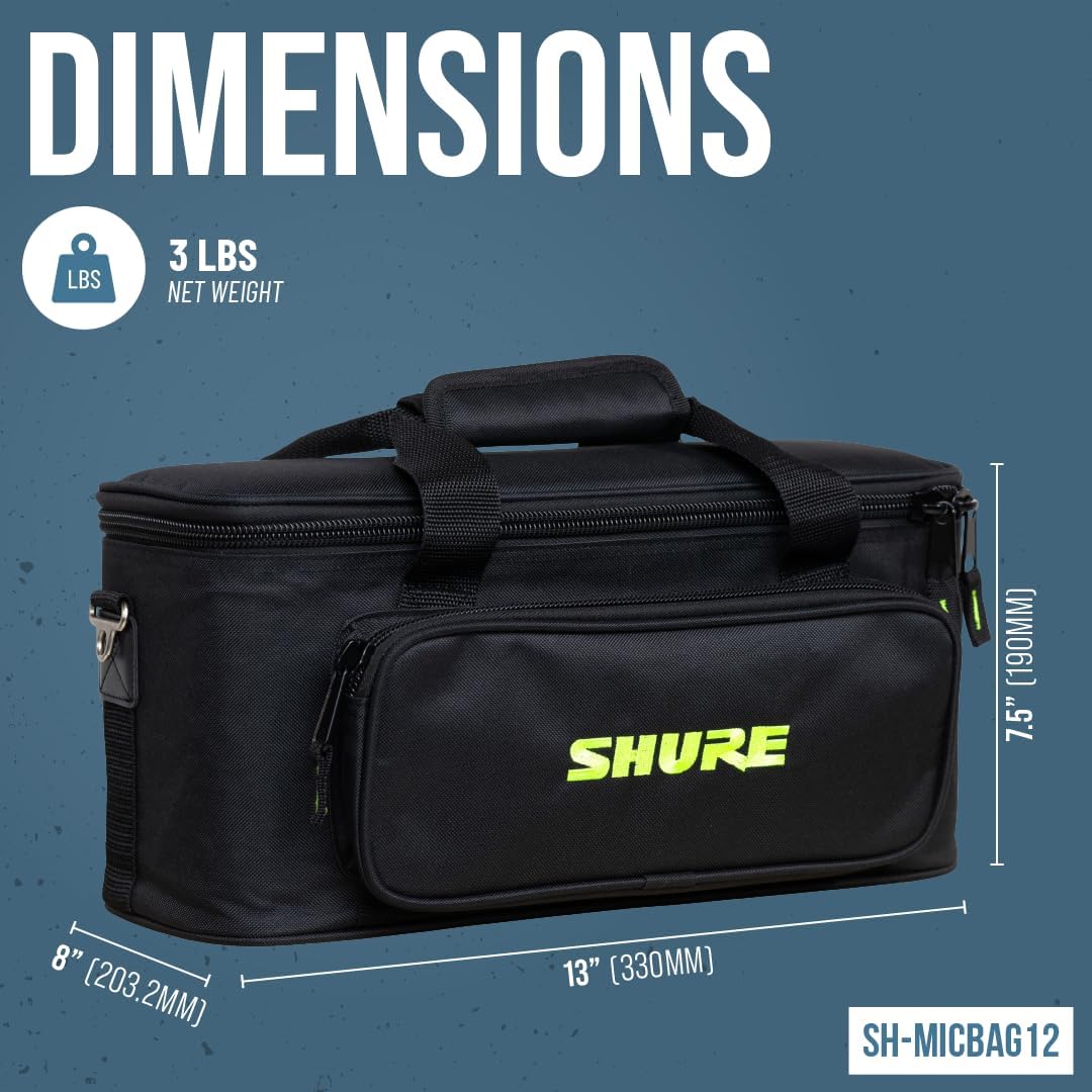 Shure by Gator Padded Microphone Bag that Holds Up to 12 Mics; (SH-MICBAG12)