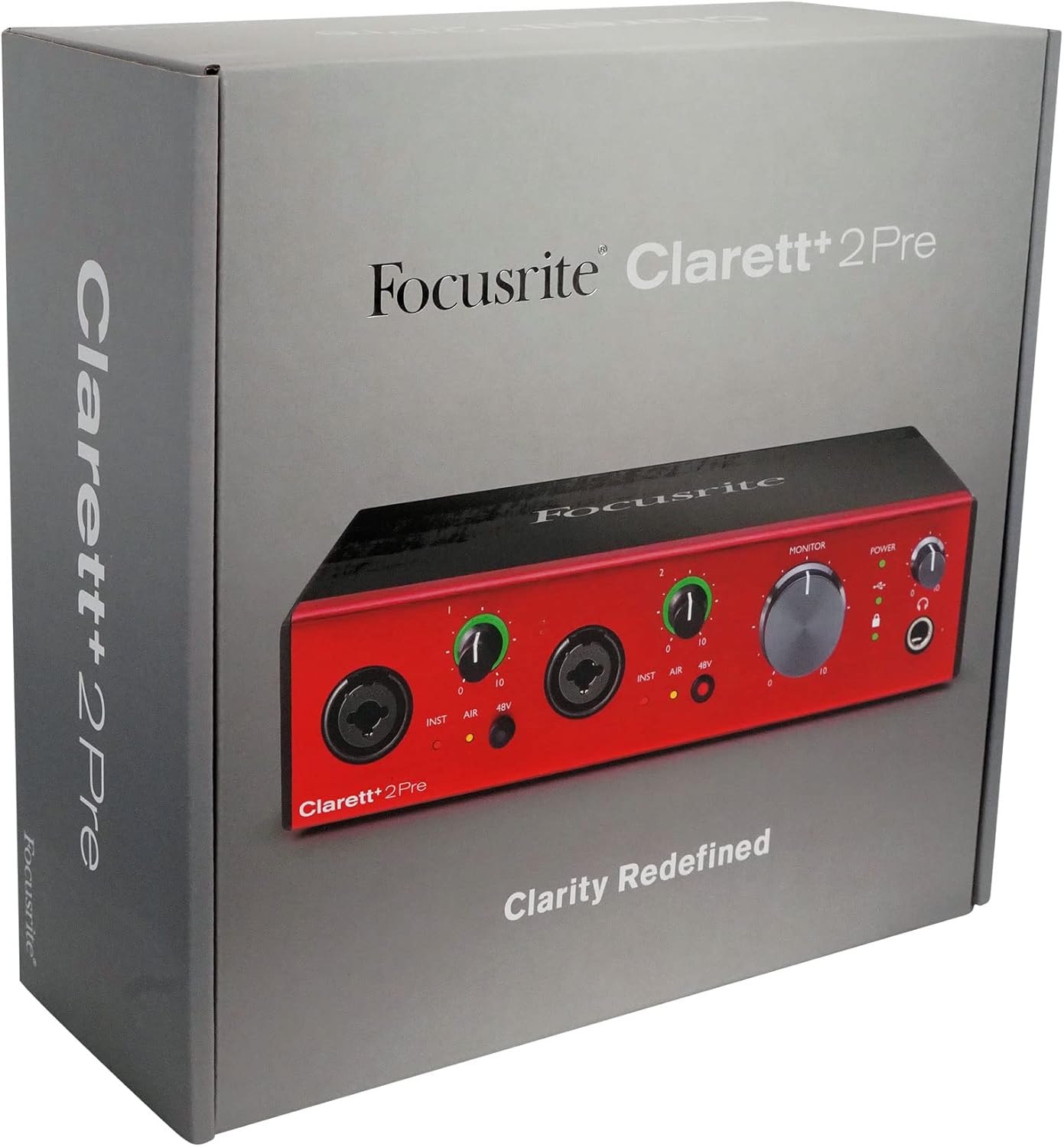 Audiosavings Bundle: (1) Focusrite Clarett+ 2Pre USB-C Audio Recording Interface Bundle with (2) Rockville RCXFM10P-R Red 10' Female to Male REAN XLR Mic/Speaker Cable (3 Items)