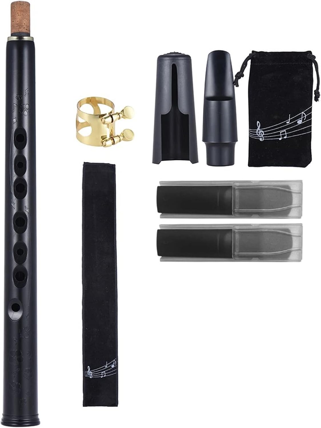 KESHUO Easy- Assembly Mini Pocket Bb Saxophone Sax ABS with Alto Mouthpieces 2pcs Reed Carrying Bag Woodwind Instrument Brass Sax Beginners Kit