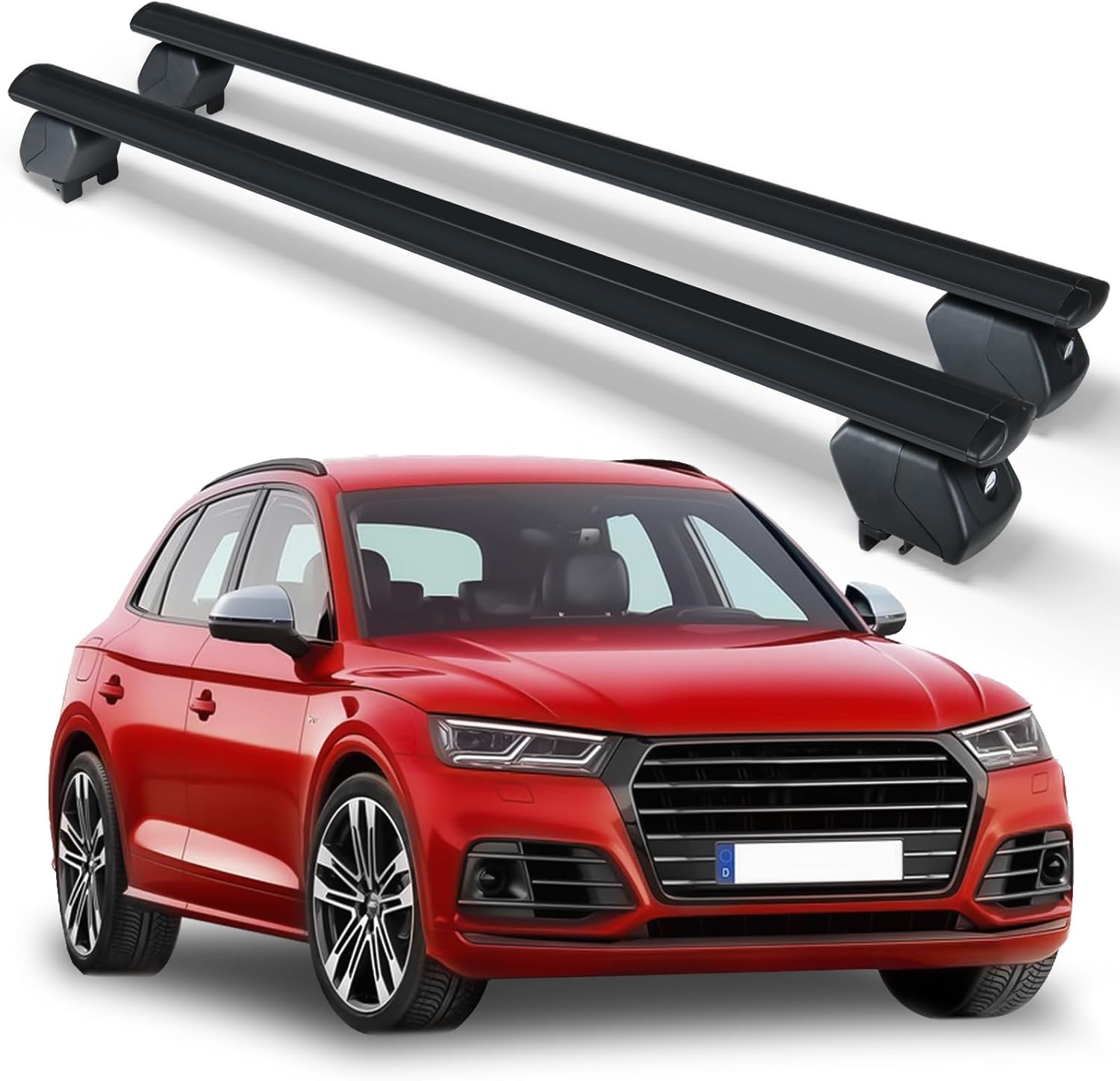 Heavy Duty 300 LBS Roof Rack Cross Bars Compatible with 2007-2024 Audi Q7 with Side Rails, Adjustable & Lockable Crossbars Cargo Carrier Rooftop Top Luggage Cars Suvs
