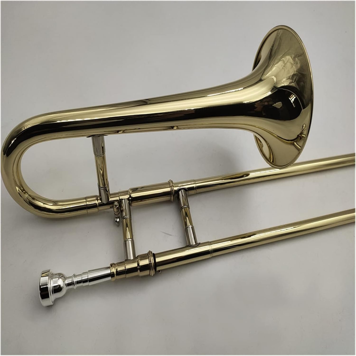 FLFL Student Trombone B Flat Trombone Brass Plated with Case Gloves Wind Instruments