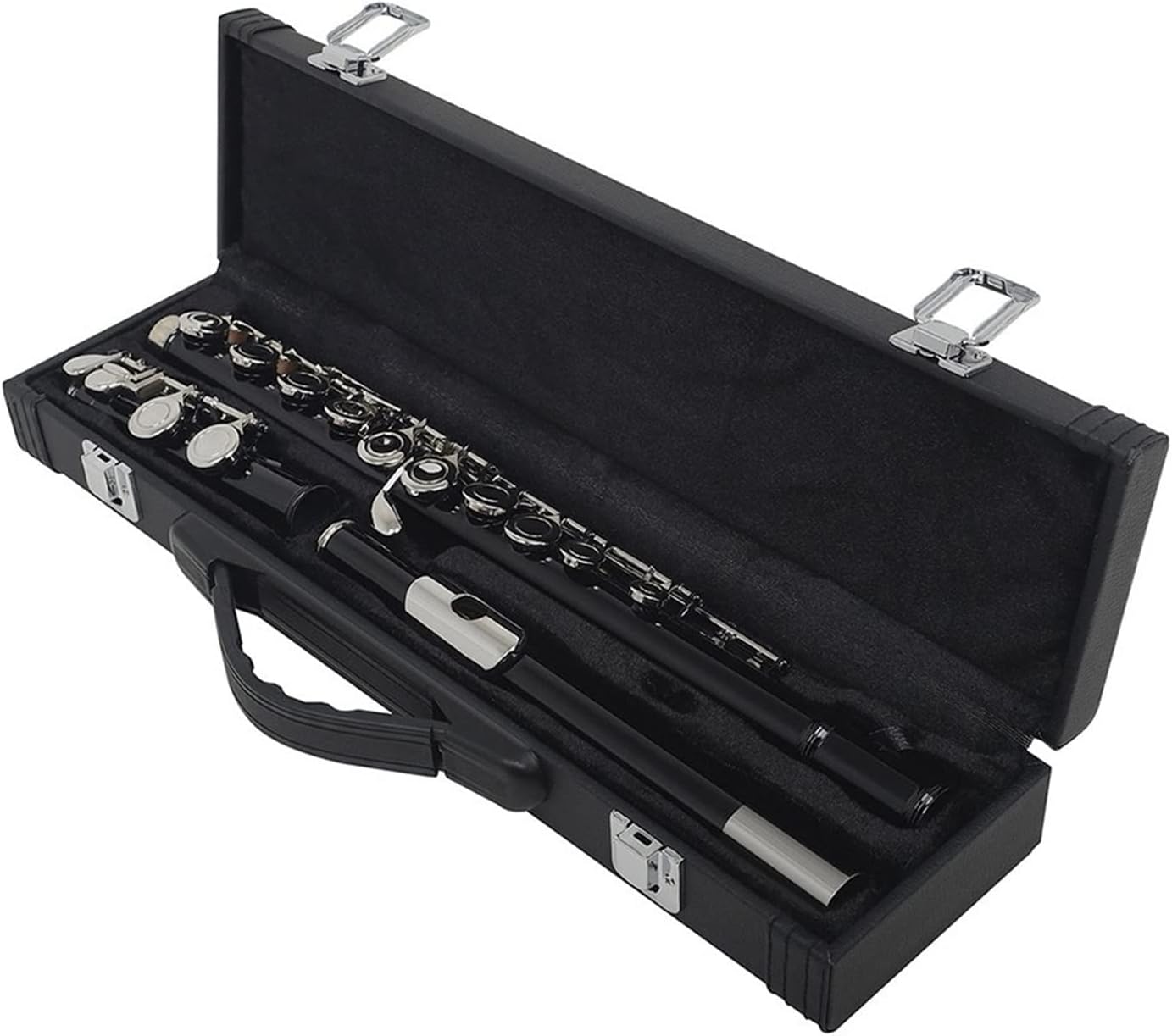 Flutes Black 16 Holes Flute Woodwind Instrument Closed Key Add The E Key C Tone Nickel Plated with Case