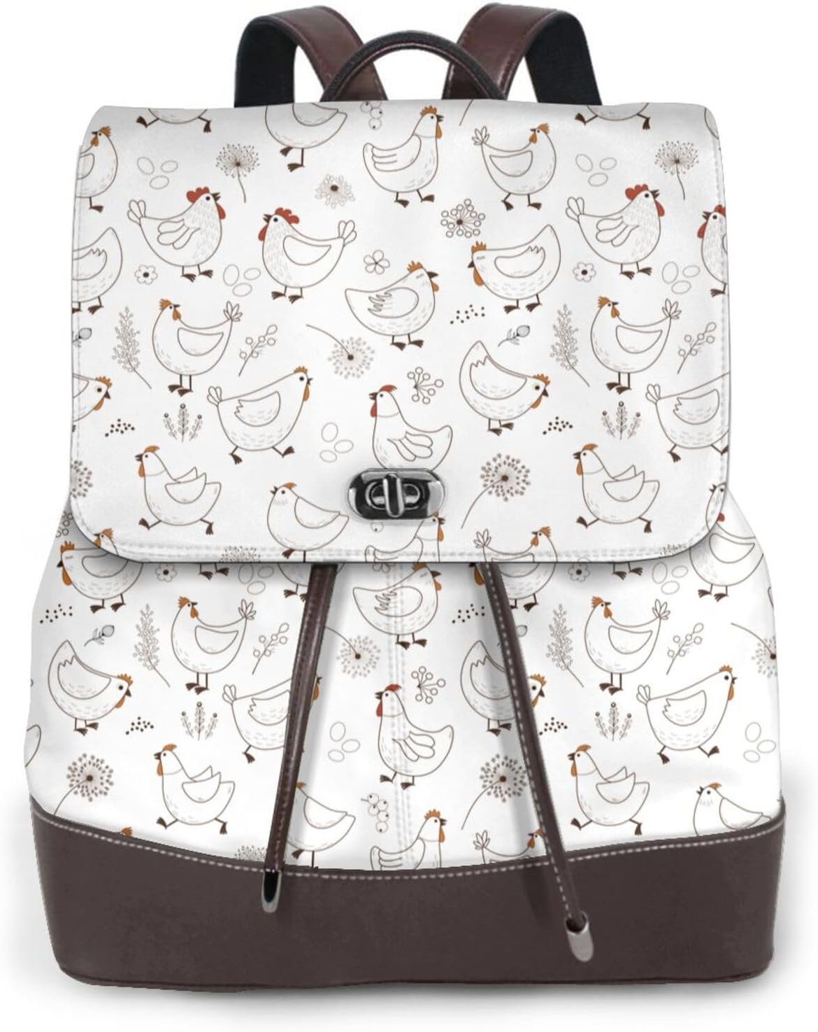 Cartoon Chicken for Womens Backpack Purse Microfiber PU Anti-theft Large Fashion Designer Travel Bag Ladies Shoulder Bags