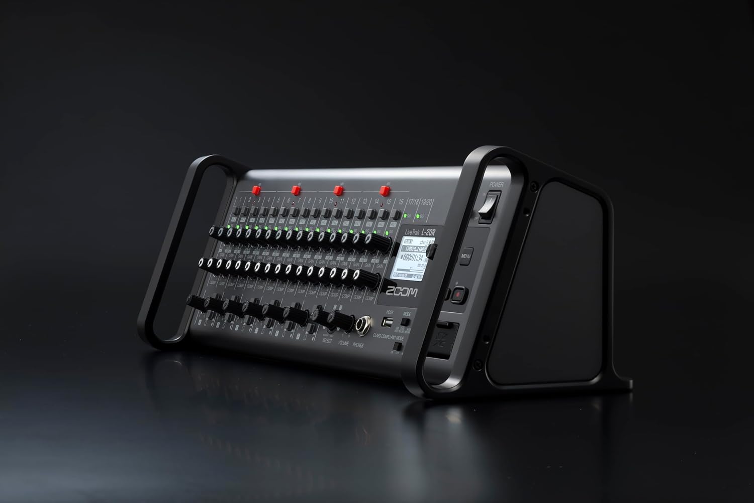 Zoom LiveTrak L-20R Digital Mixer & Multitrack Recorder, Rack Mountable, 20-Input/ 22-Channel SD Card Recorder, 22-in/4-out USB Audio Interface, 6 Customizable Outputs, Wireless iOS Control,Black