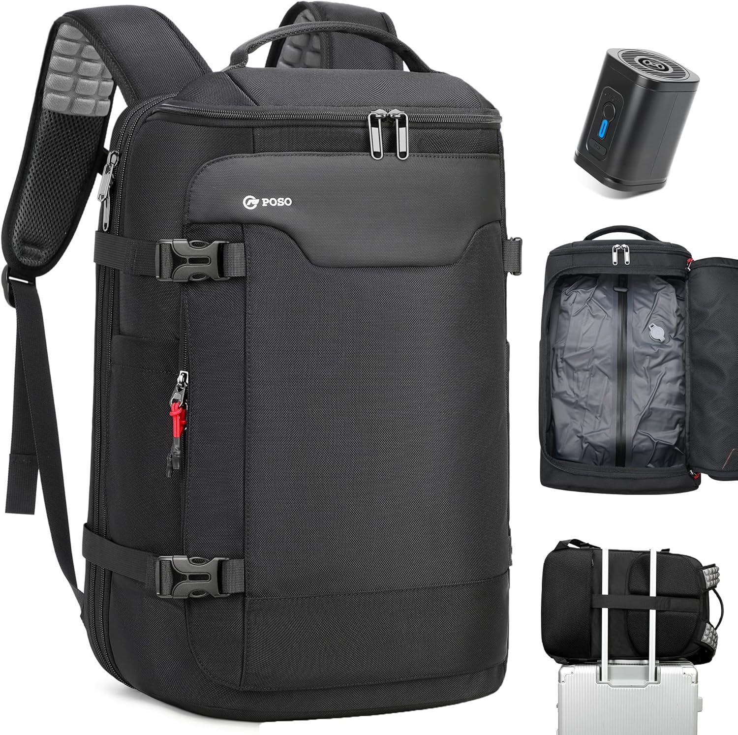 Vacuum Backpack Travel 60L Expandable Vacuum Seal Compression Travel Backpack with Pump, Laptop Compartment, Water-Resistant Business & Travel Carry-On Easyvacpack Vacuum Christmas Gift for Men