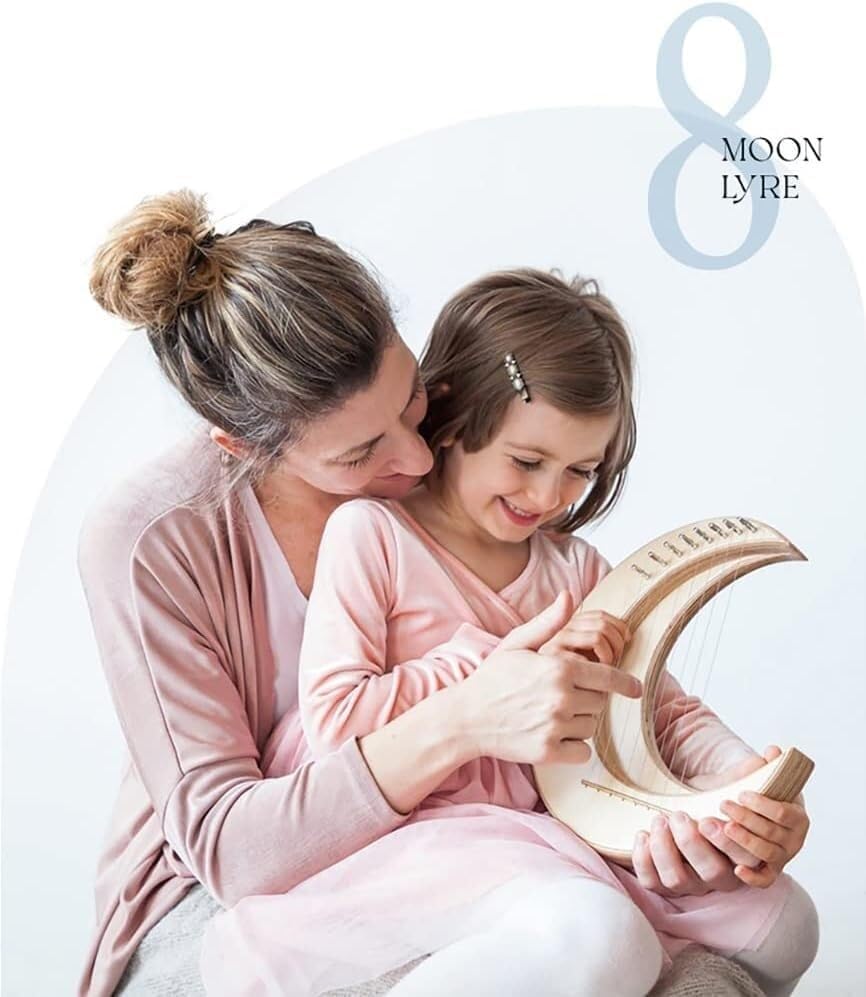 8/11 Strings Lyre Harp, G Tone Moon Lyre Harp for Kids; Adults, Wooden Musical Instrument with Stand (Color:11 Strings_Without Stand)(8 Strings-without Stand)