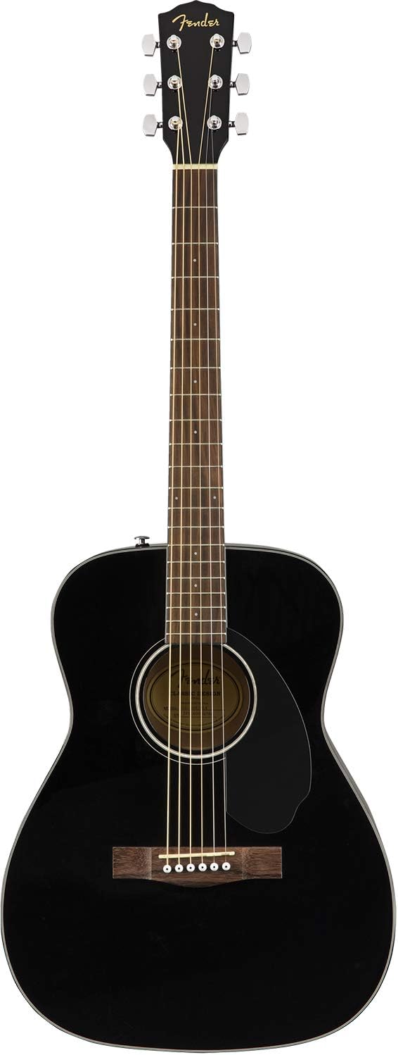 Fender CC-60S Concert Acoustic Guitar - Black Bundle with Gig Bag, Tuner, Strap, Strings, Picks, Instructional Book, and Austin Bazaar Instructional DVD