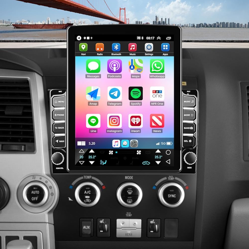 Car Stereo Radio for Toyota Tundra 2007-2013 with Wireless Carplay & Android Auto,9.7 Inch Car Audio Receiver GPS Navigation Unit with Bluetooth Head Unit Backup Camera WiFi SWC- 2G+32G