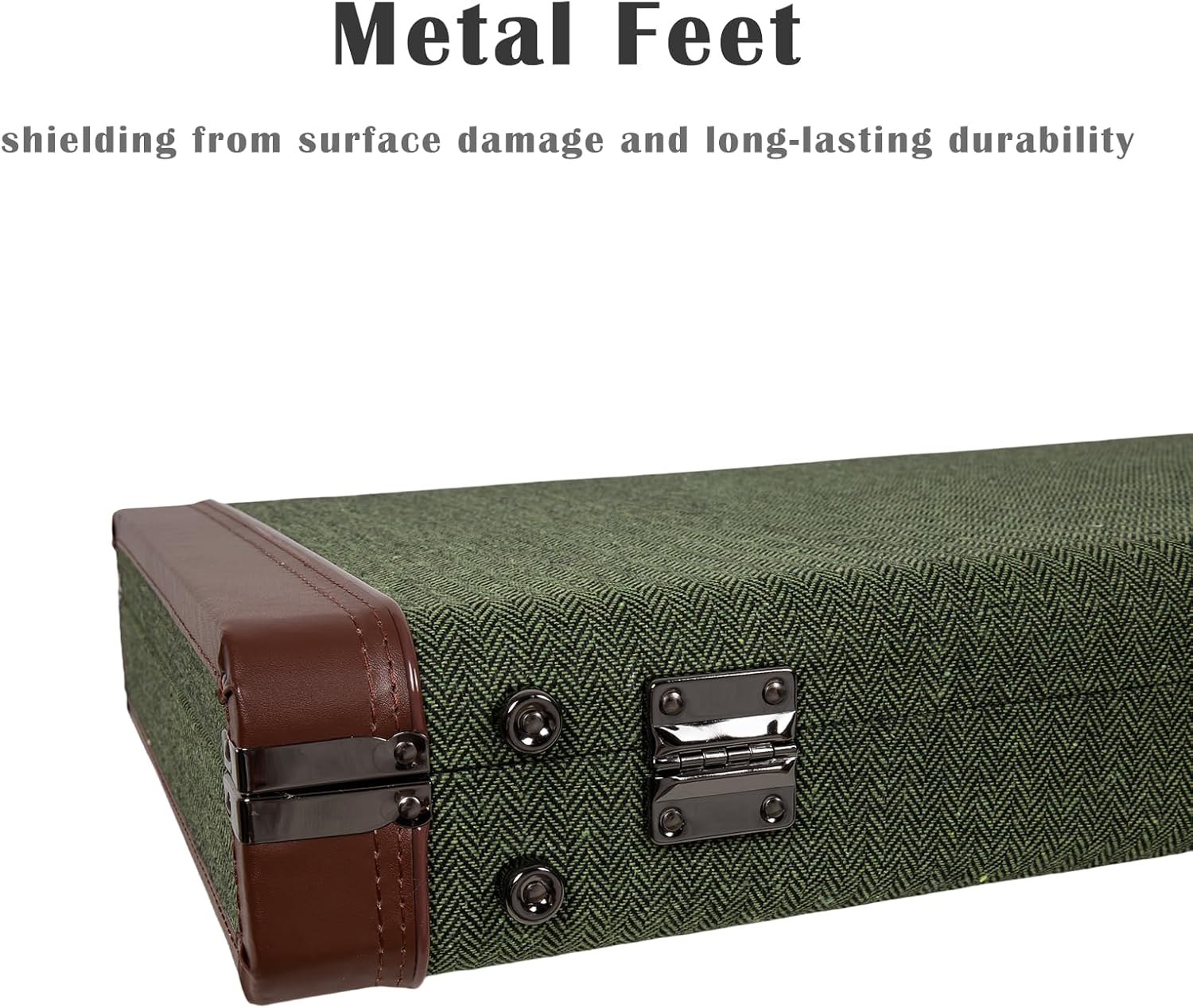 Crossrock Bass Guitar Case for Fender Precision & Jazz Bass | Green Chevron Tweed, Plush Velvet Interior, Genuine Leather Handle & Security Lock, Reinforced Hardware – Master Series (CRW760BGN)