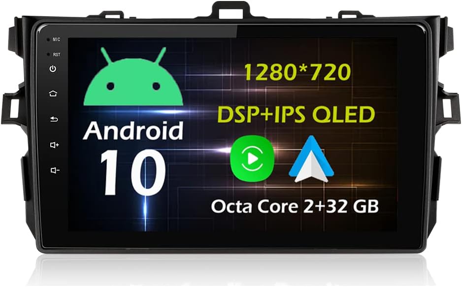 9'' Android Car Stereo Radio for Toyota Corolla E140/150 2006-2012 Octa Core Android 10.0 HD Touchscreen Headunit supports GPS Navigation Carplay Android Auto Bluetooth AHD Backup Camera-2+32