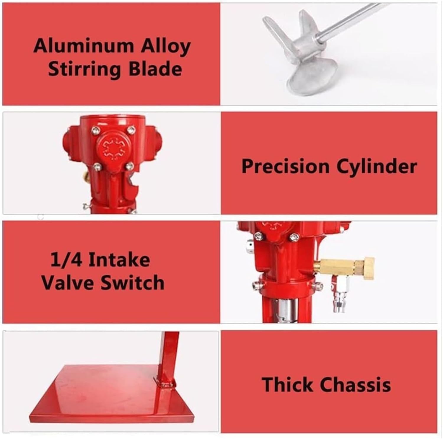 Gal/20L Pneumatic Paint Mixer Stirrer - Stainless Steel Liquid Coating Agitator for Paint Dye Hydrosol Mixing - 2600r/min - Lifting Paint Stirring Machine