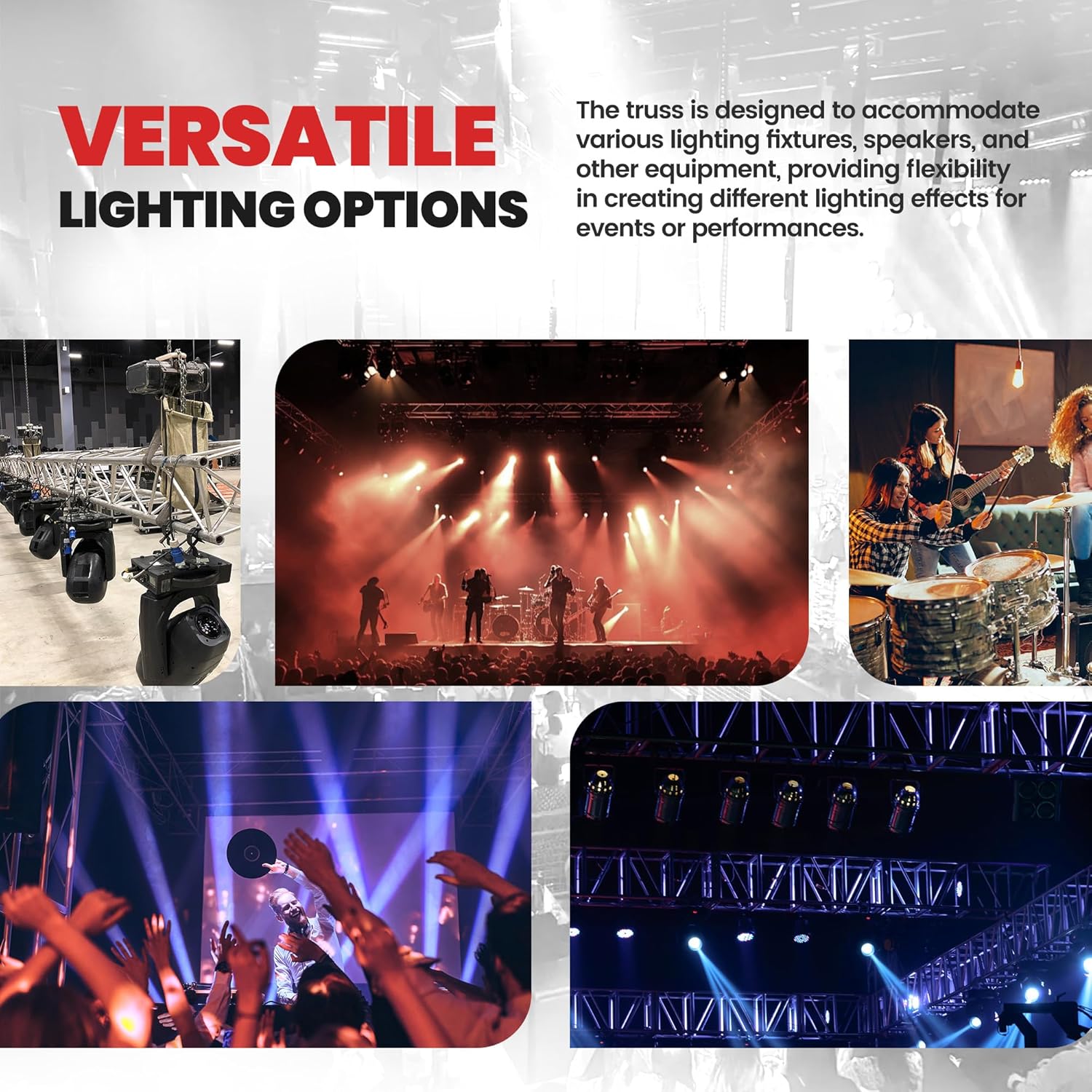 KUAFU 3 x 5ft Triangle Truss for DJ Booth Lighting System Stand and Live Stream, Mobile Steel Triangle Bolted Truss, Black