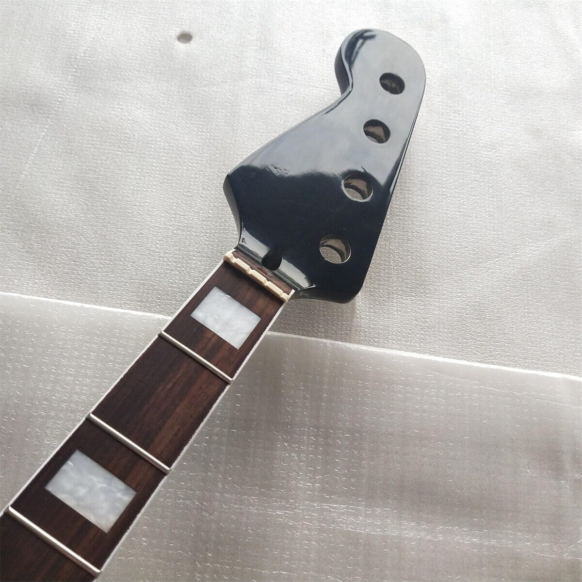 Black Reverse J Bass Guitar Neck 24Fret 34inch Maple Rosewood Block Inlay