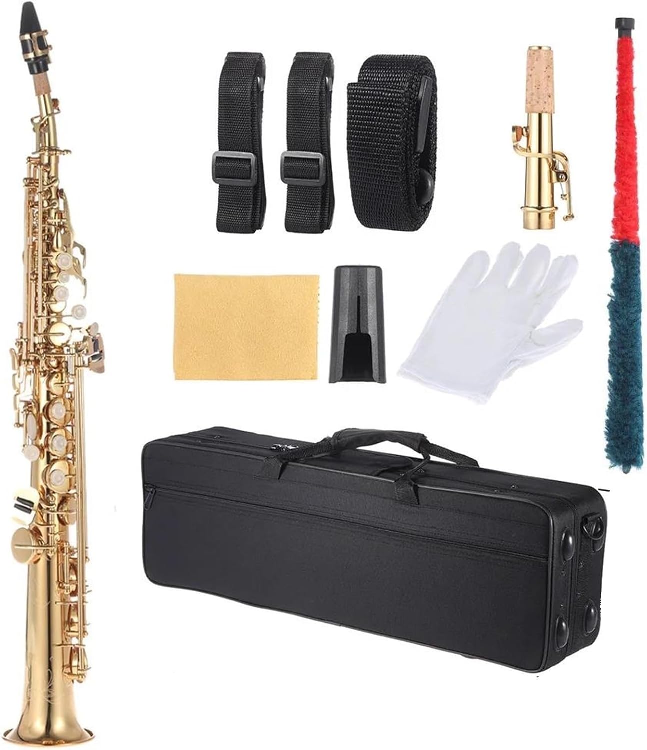 Professional Saxophone Straight Soprano Saxophone B Flat Key Woodwind Instrument