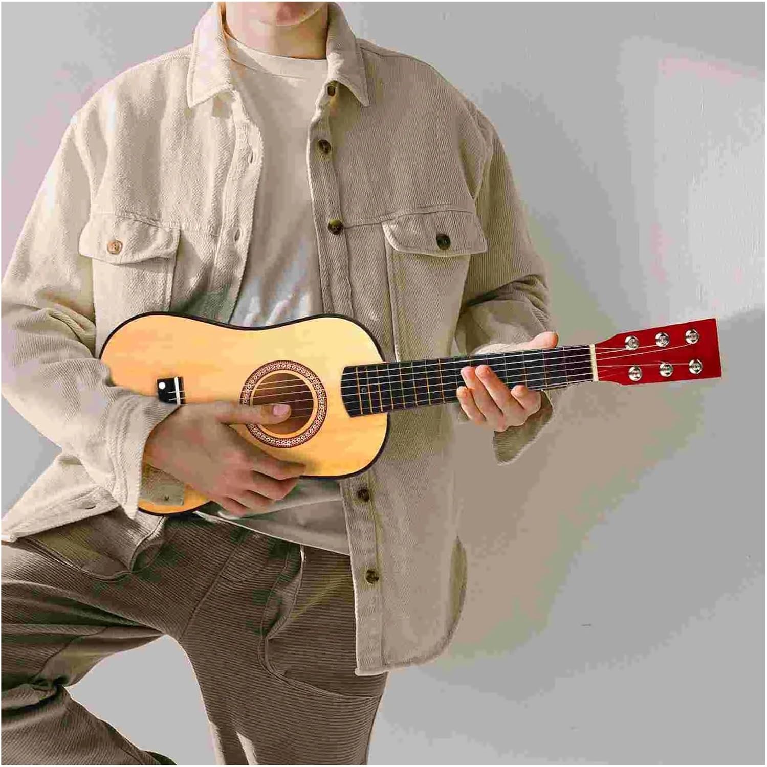 23 Inch Stringed Instrument Boys Girls Vintage Style Guitars (Color : Yellow 1, Size : 23 Inch)