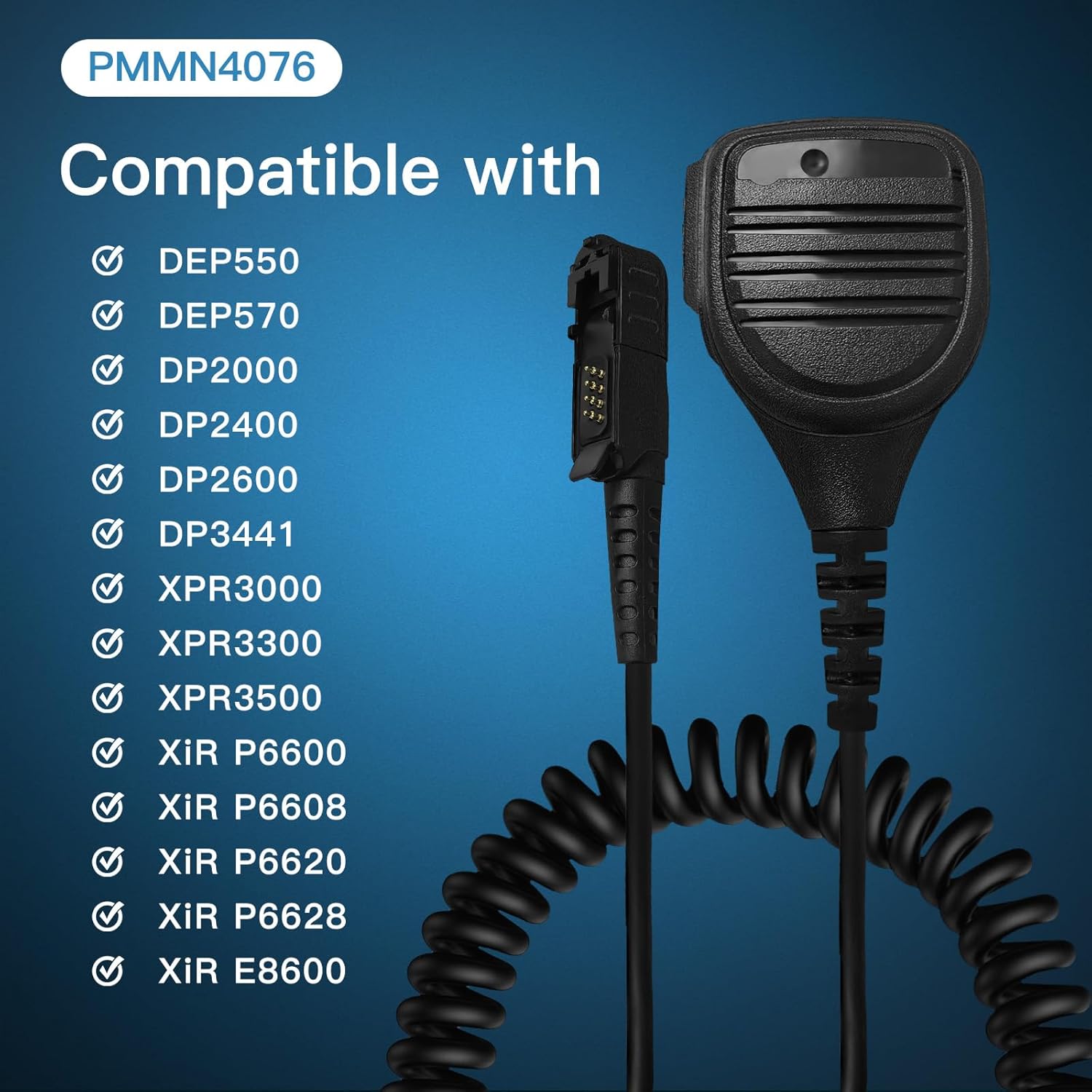 10 Pack PMMN4076 PMMN4076A Heavy Duty Speaker Microphone PMMN4071AL PMMN4071 Remote Mic for Motorola XPR3300 3500e 3500 3000e 3000 XPR3300e XiR P6600i DP2000 DP2400,3.5mm Audio Jack