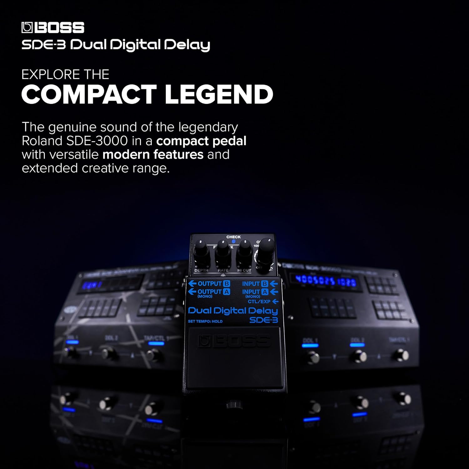 BOSS SDE-3 Dual Digital Delay Pedal | Authentic Sound of the Legendary Roland SDE-300 | Compact Pedal | Versatile Modern Features | Longer Delay | MIDI/IO Connectivity