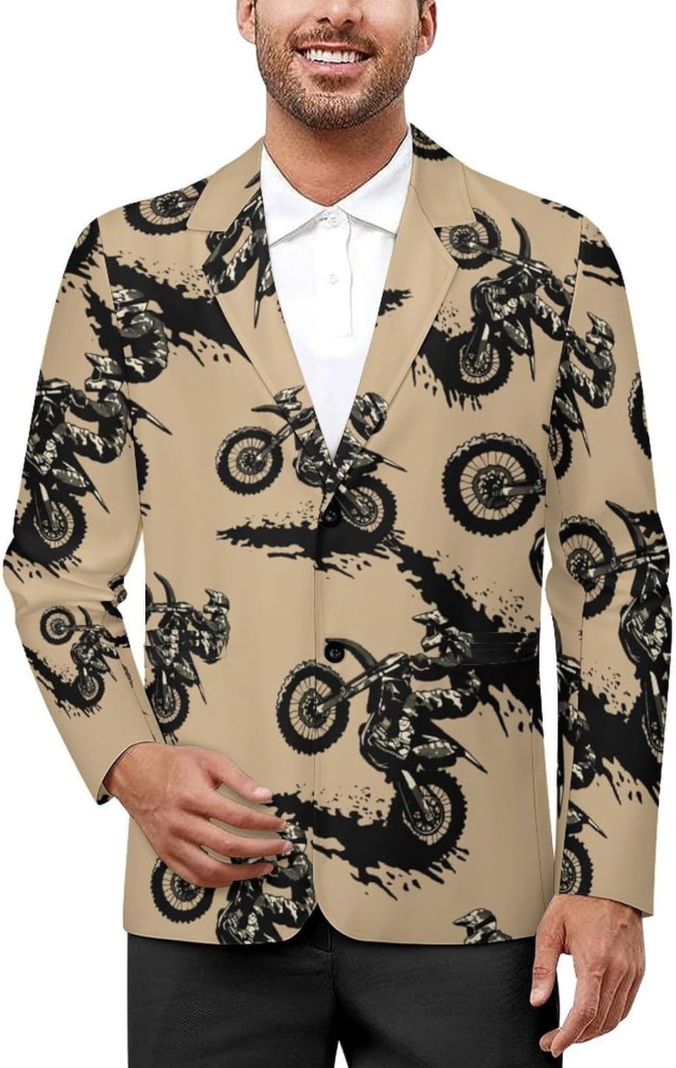 Motocross Dirt Bike Racing Camouflage Men's Blazer Printed Button Suit Jacket Slim Sport Coat Blazers
