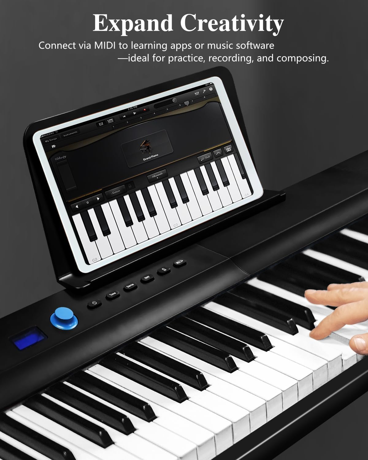 Longeye Folding Piano Keyboard 88 Key Portable Digital Piano Ultra Sound Semi-Weighted Electric Keyboard for Beginners & Professionals with Headphones, Stickers & Carrying Case Fold Pro 2+