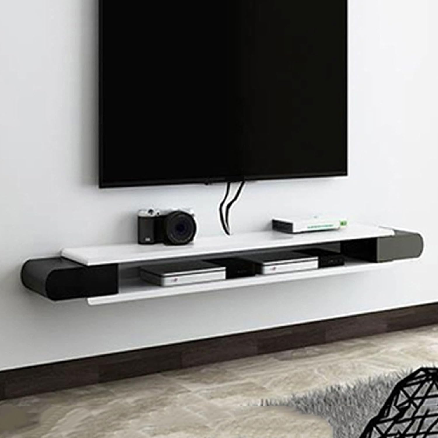 TV Stand TV Cabinet Modern Floating Wall Mounted 55/63/70.8 Inch TV Console with Open Storage Shelf, Space Saving Decorative Contemporary Media Storage Rack Television Stands (Color : White, Size :