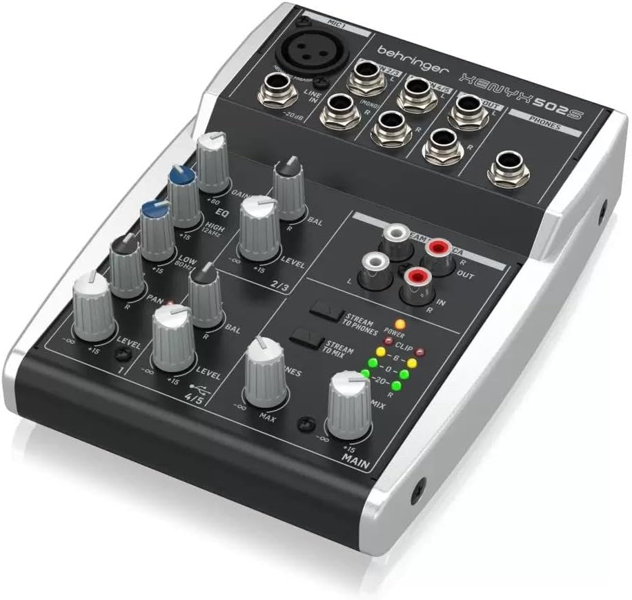 Behringer XENYX 502S Premium Analog 5-Input Mixer with USB Streaming Interface