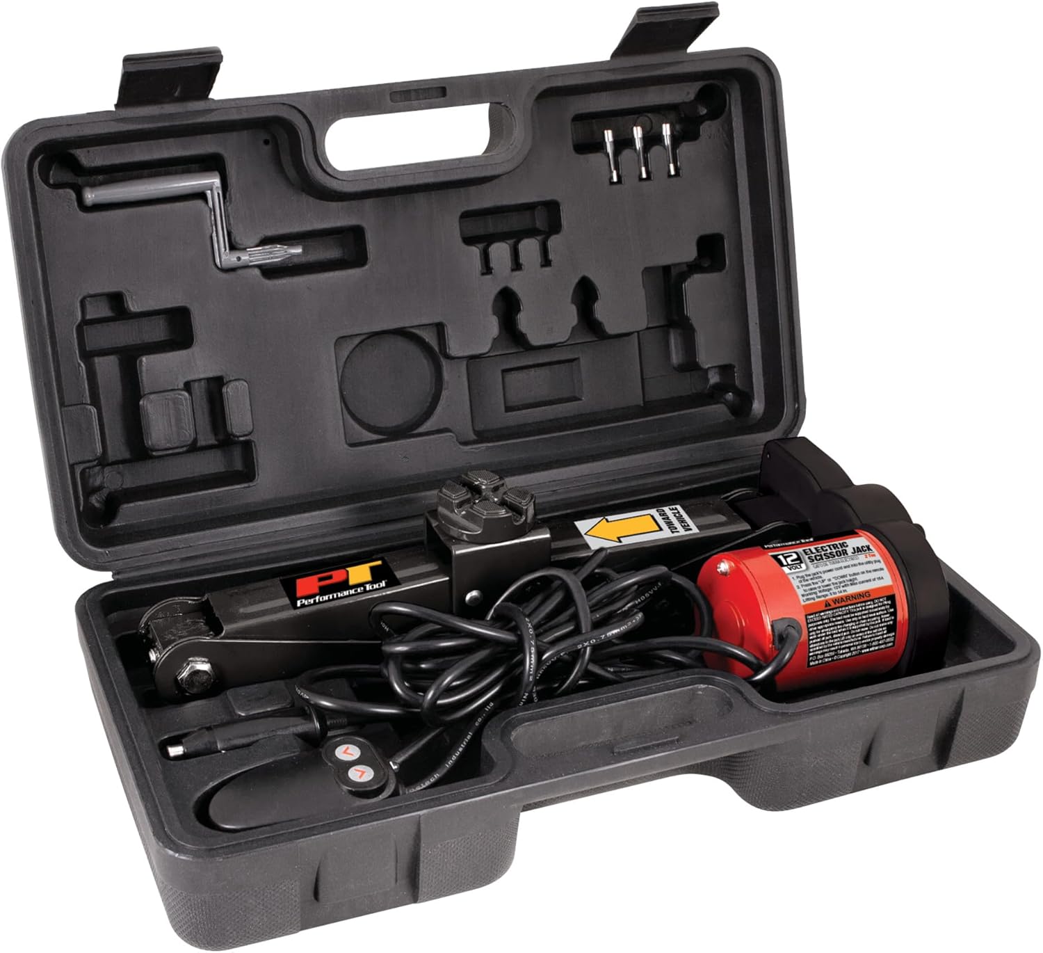 Performance Tool W1609 2-Ton, 4,000 lbs. 12 Volt Remote Controlled Electric Scissor Jack: Efficient and Convenient Automotive Lifting Solution