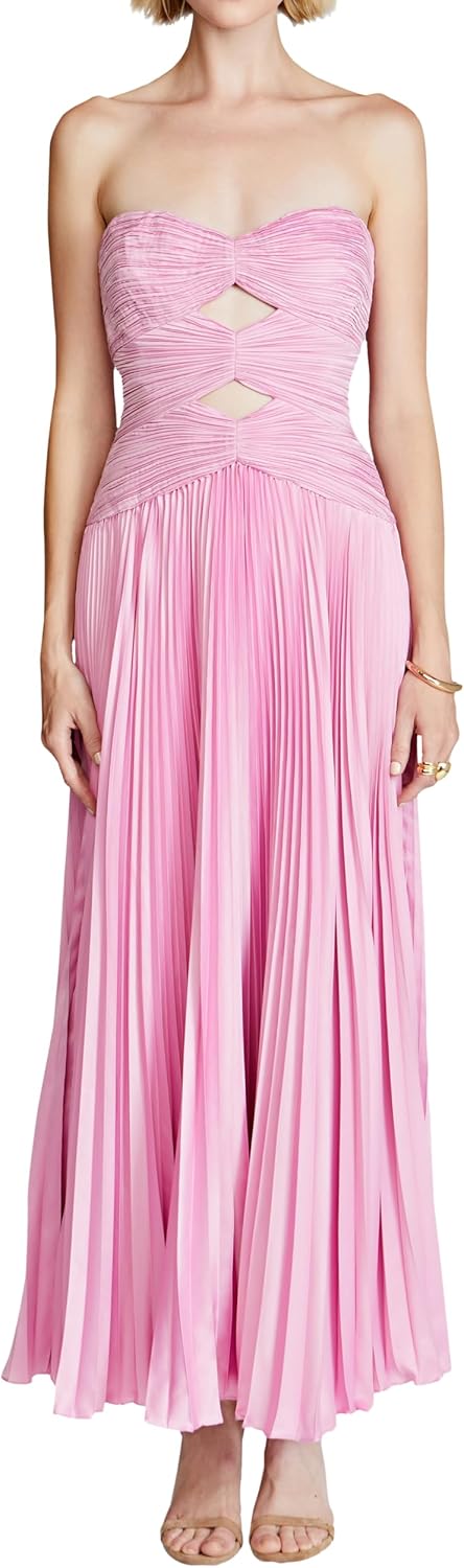 AMUR Womens Carolyn Pleated Midi Dress