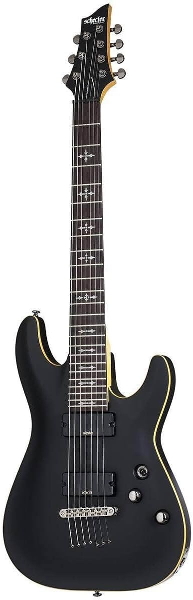 Schecter 7 String Solid-Body Electric Guitar, Aged Black Satin (3662)