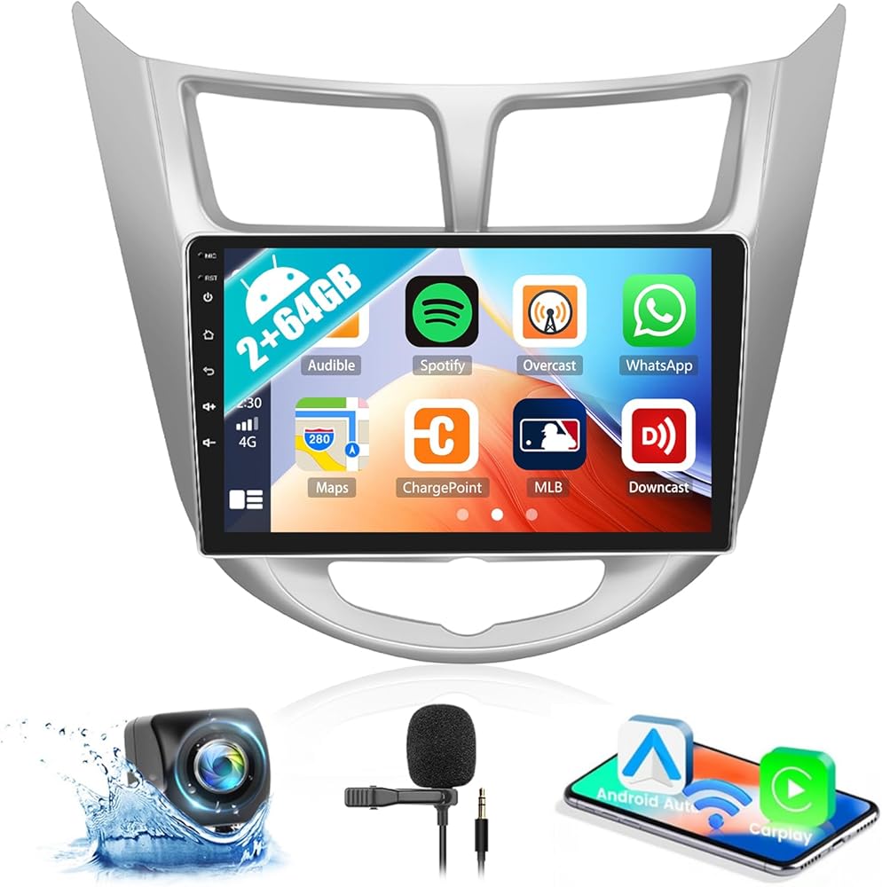 2G+64G Android 13 Car Stereo for Hyundai Accent 2012-2017 with Wireless Carplay Android Auto 9