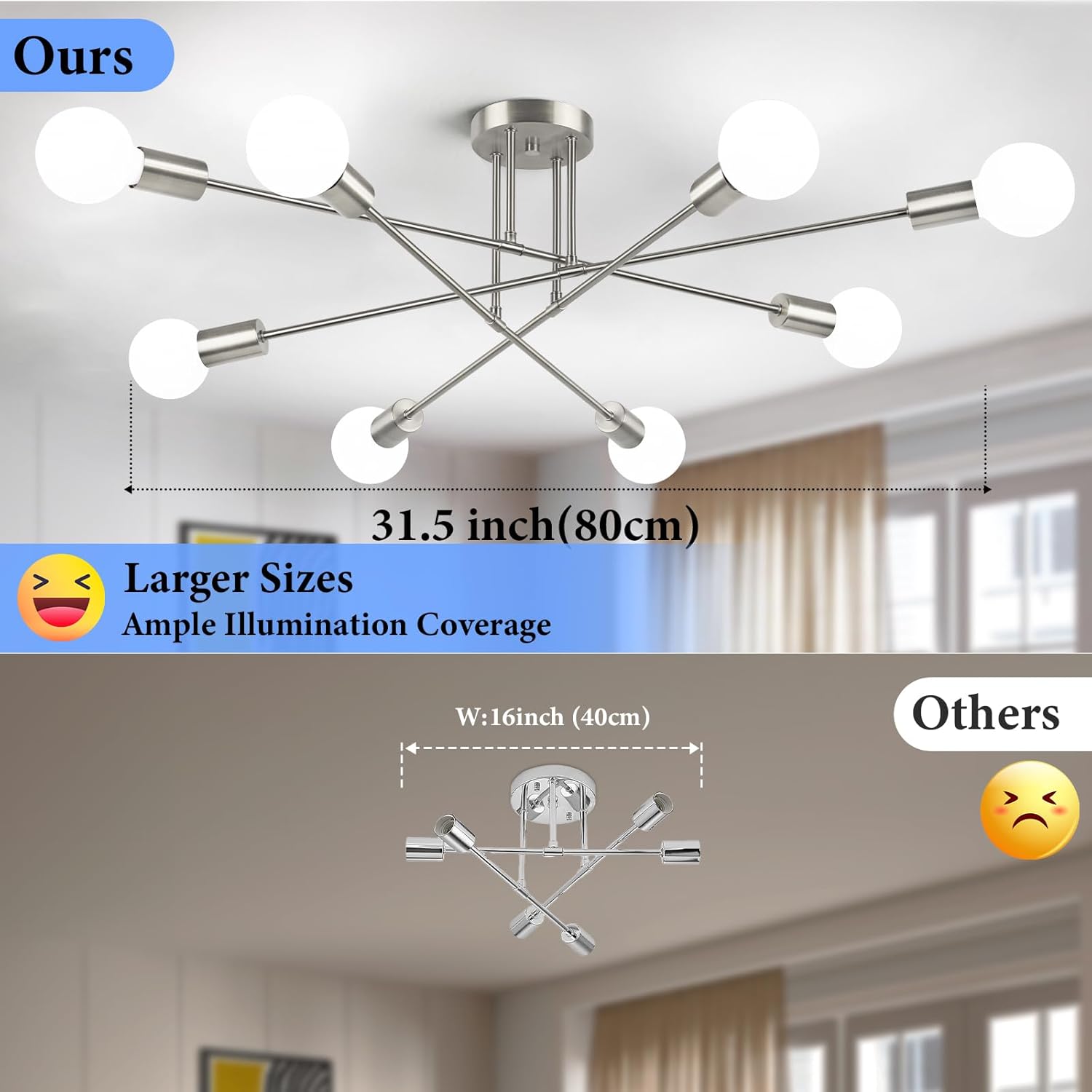 Modern Sputnik Chandelier 8-Light Industrial Ceiling Lights Fixture 32