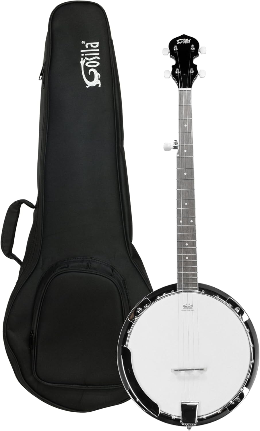 5 String Full Size Banjo Solid Back with beginner Kit Remo Head Coated Top Sapele Body Material Sapele Back Material Type Okoume Neck Material Type