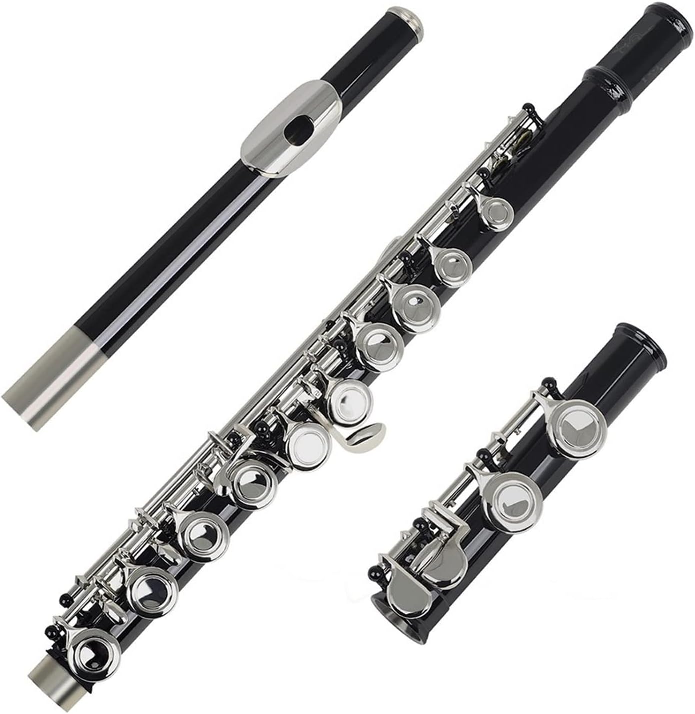 Flutes Black 16 Holes Flute Woodwind Instrument Closed Key Add The E Key C Tone Nickel Plated with Case