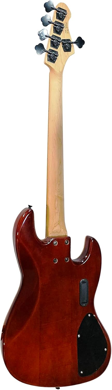 IYV-IPJB-500A LH, 5 String Solid Body with Flame Maple Electric Jazz Bass, Honey Burst, Left hand