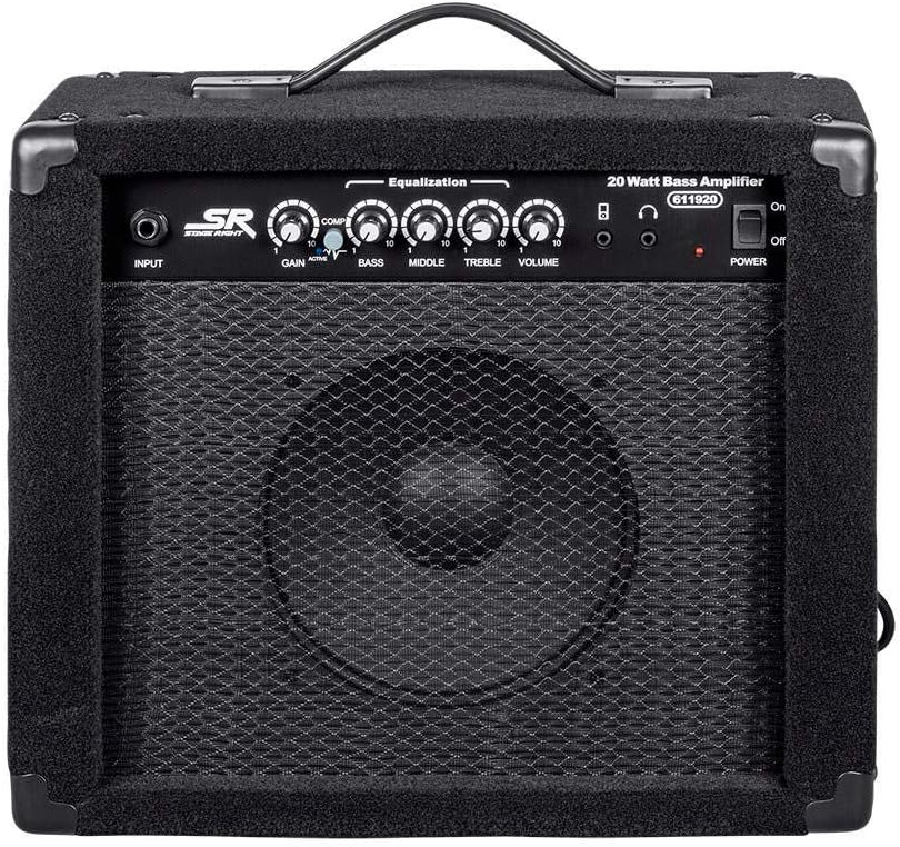Monoprice 1x8 Bass Combo Amplifier, 20-Watt, 3-Band EQ, Headphone Output