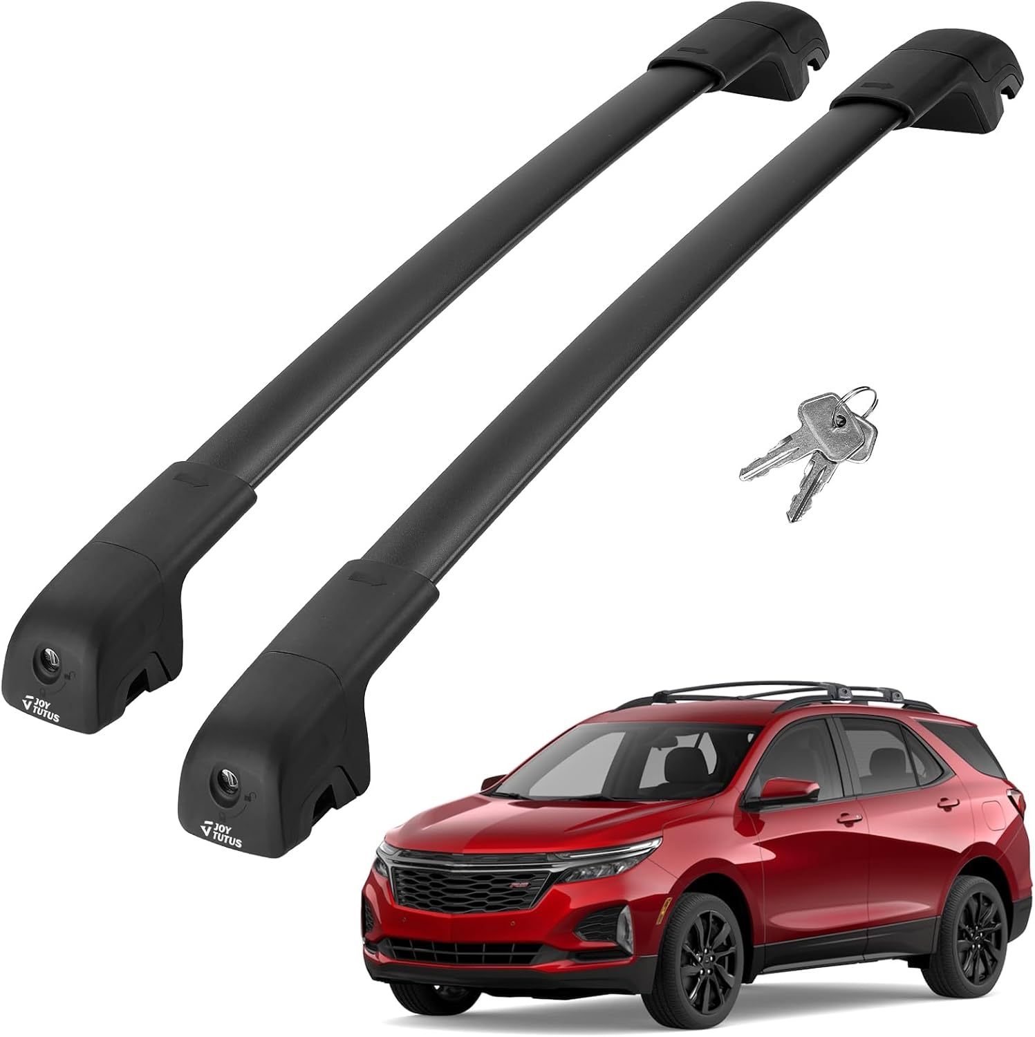 JOYTUTUS Anti-Theft Car Roof Rack Compatible with Chevy Equinox & GMC Terrain 2018-2024 with Side Rails, Aluminum Cross Bar for Rooftop Basket Cargo Carrier Luggage Bicycle Kayak Snowboard Canoe